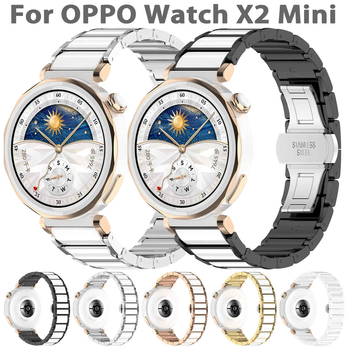 Smartwatch X2 - OPPO 時計 X2 ミニスマートウォッチストラップステンレス鋼金属時計バンド高級ブレスレット交換 18 ミリメートルリストバンド