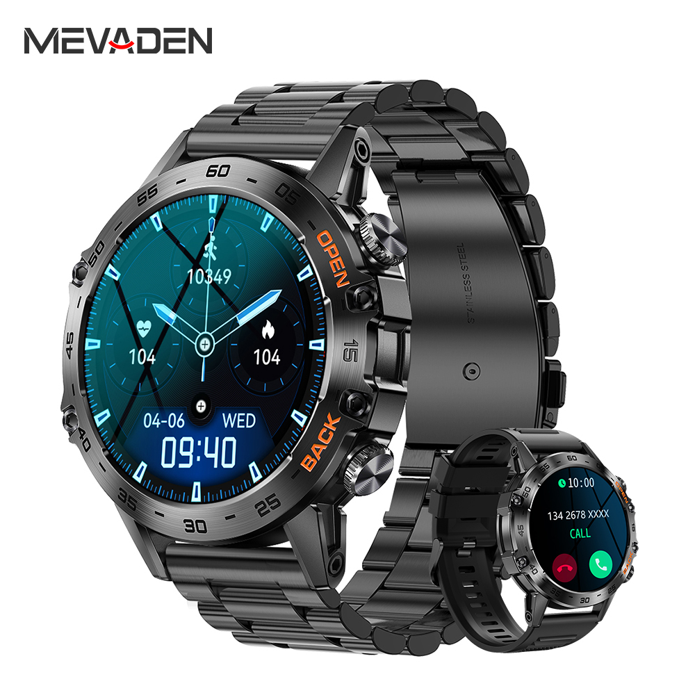 Smartwatch Faces - MEVADEN スチール製1.39インチメンズ高級スマートウォッチ Bluetooth通話対応 スポーツフィットネストラッカー 健康管理スマートウォッチ 男性用