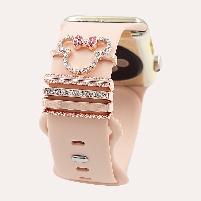 Smartwatch Watch Accessories - 漫画マウス ラインストーン時計バンド リング ループ 5 個、かわいいメタル時計ストラップ