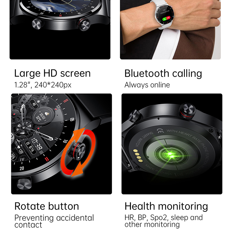 ECG+PPG ブルートゥース通話スマートウォッチ メンズ  - Smartwatch Faces のレビューと価格